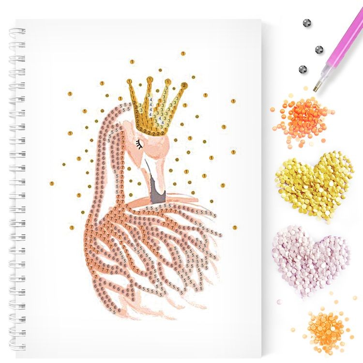 Алмазная мозаика - тетрадь «Фламинго» — картинка 4