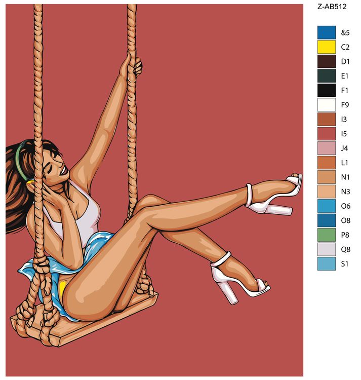 Картина по номерам «Девушка на качелях» — картинка 2