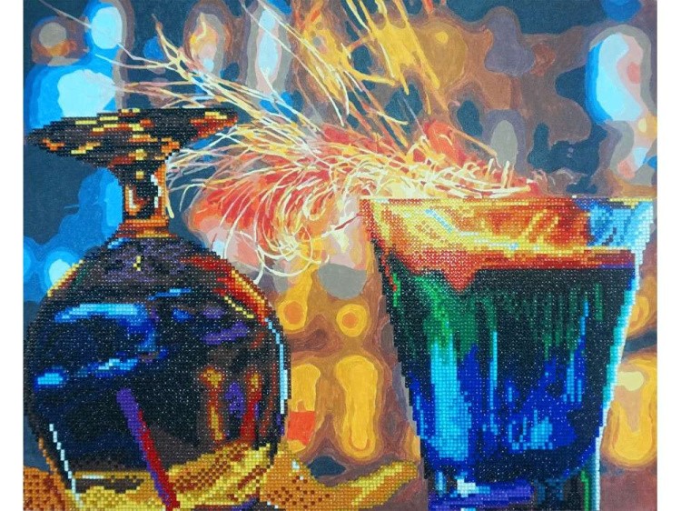 Алмазная картина-раскраска «Огненные коктейли» — картинка 2