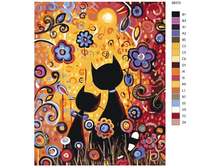 Картина по номерам «Кот и кошка» — картинка 2