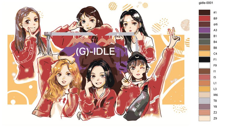 Картина по номерам «K-POP группа (G)I-dle Джи Айдл: Аниме арт» — картинка 2