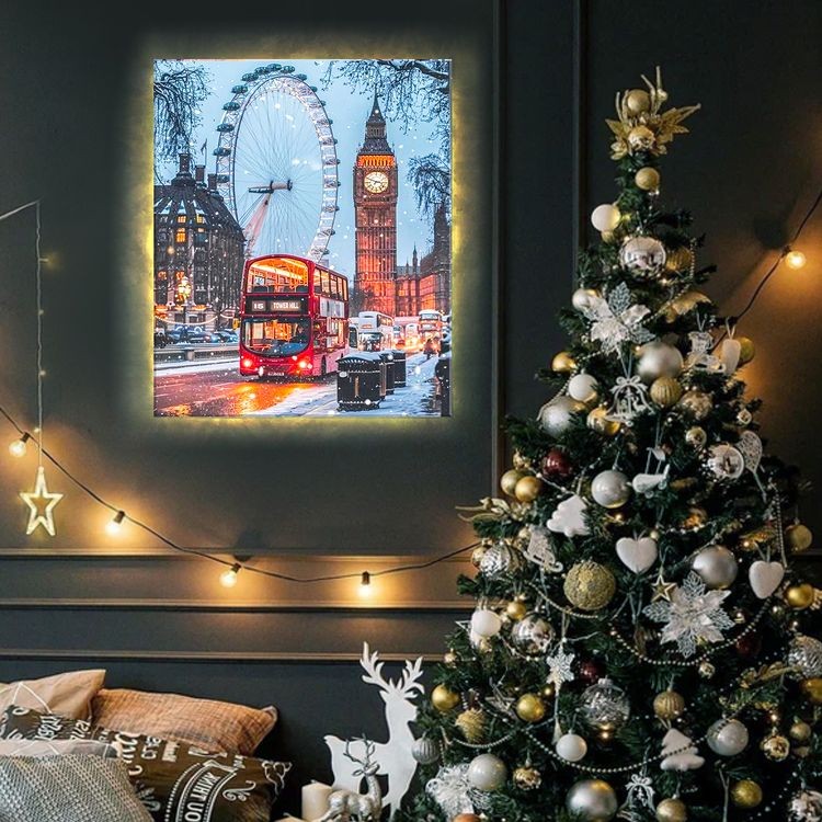 Картина по номерам «Зимний Лондон» LED подсветка — картинка 3