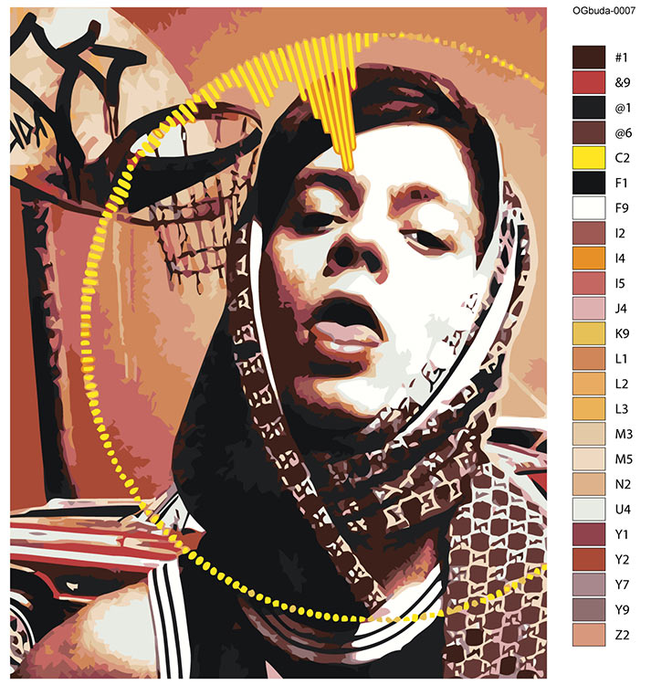 Картина по номерам «OG buda ОГ буда рэпер: Арт баскет» — картинка 2