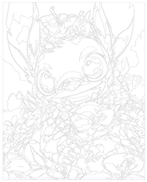 Картина по номерам «Стич в цветах 2» — картинка 3