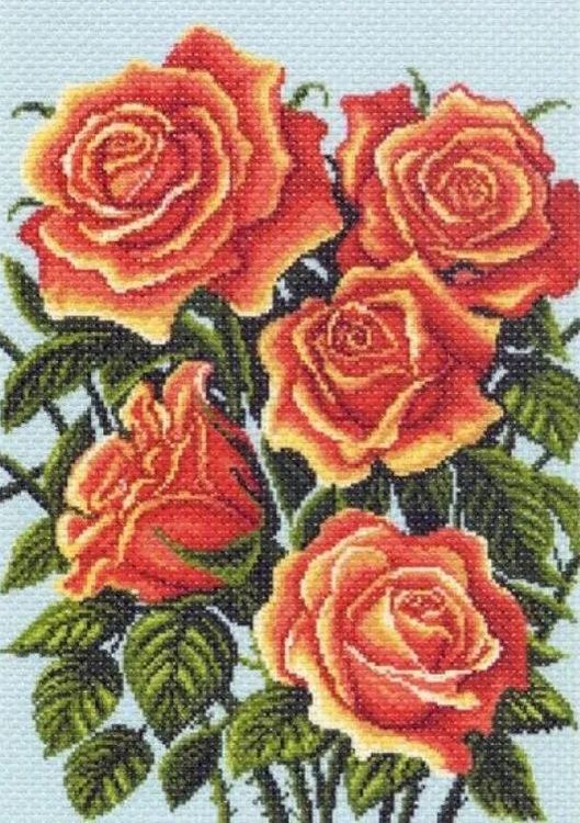 Рисунок на ткани «Желтые розы»