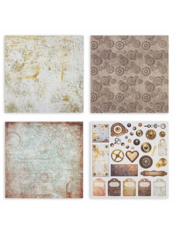 Бумага для скрапбукинга 30х30 см «Стимпанк», 12 дизайнов — картинка 5
