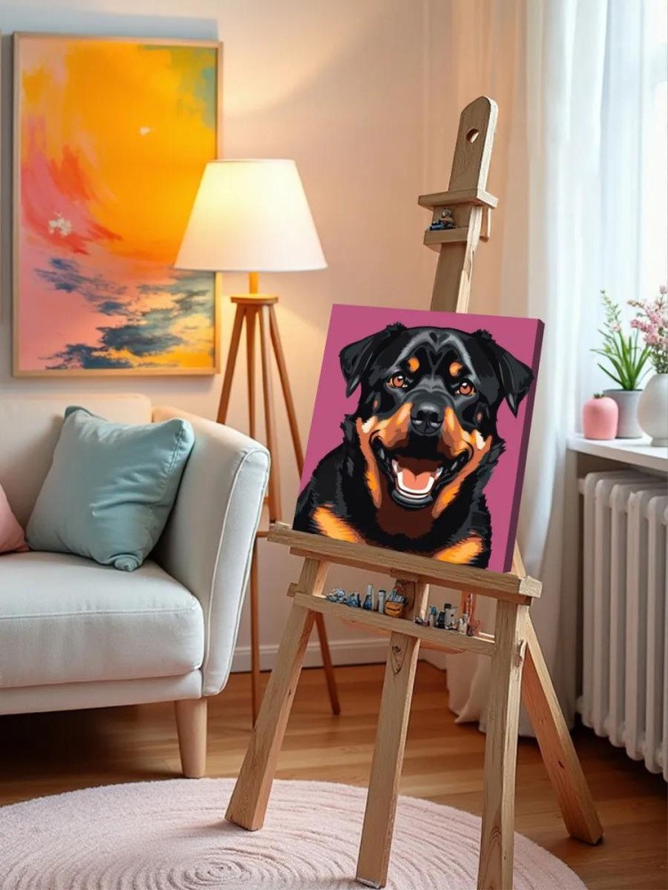 Картина по номерам «Улыбчивый ротвейлер» — картинка 9