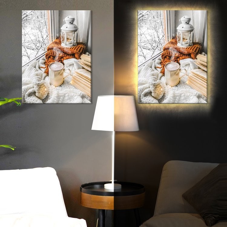 Картина по номерам «Зимний уют» LED подсветка — картинка 2