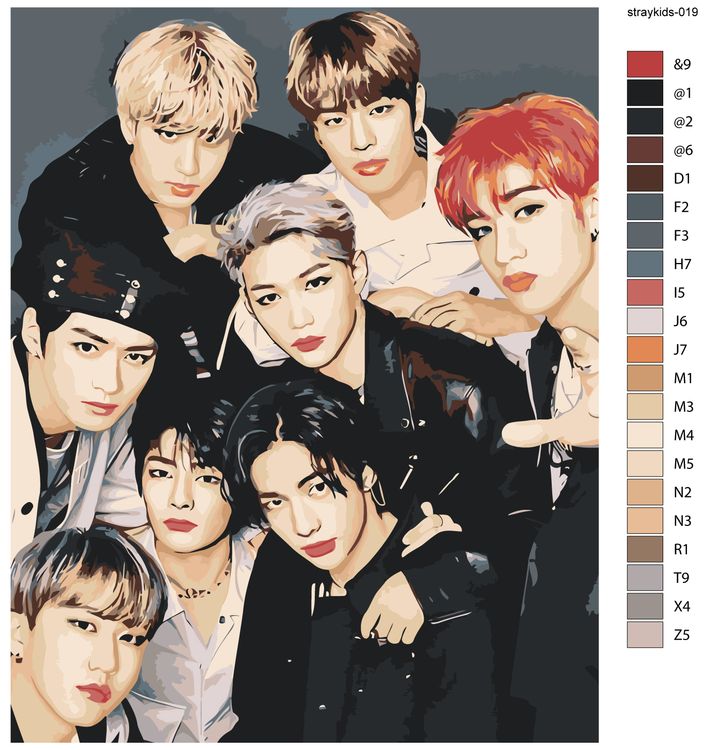 Картина по номерам «Stray Kids Стрей Кидс: Группа 5» — картинка 3