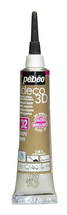 Краска акриловая Pebeo контур deco3D №2, цвет: серо-коричневый, 20 мл