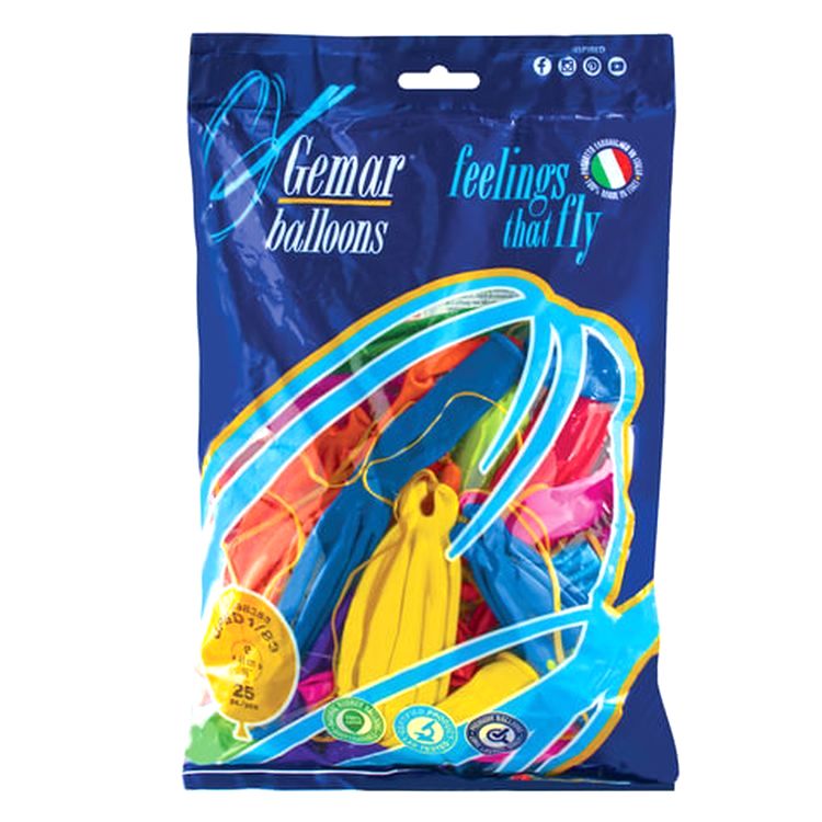 Шары воздушные 16" (41 см), комплект 25 шт., панч-болл (шар-игрушка с резинкой), 12 пастельных цветов — картинка 2