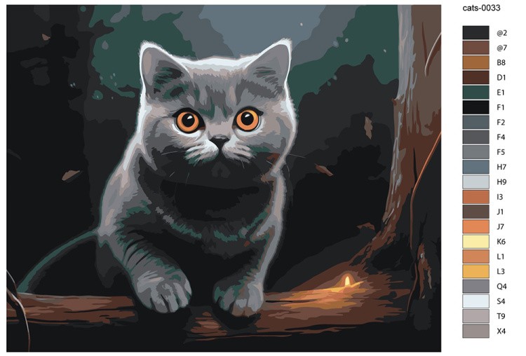 Картина по номерам «Британский кот в темном лесу» — картинка 2