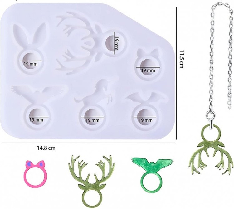 Силиконовый молд - Кольца «Животные», 15х12 см — картинка 2