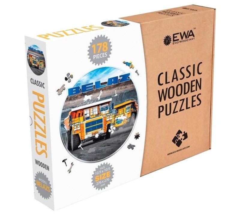 Деревянные фигурные пазлы «Автомобили БЕЛАЗ», Eco Wood Art — картинка 3