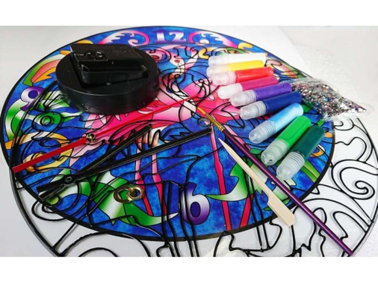 Витраж-раскраска «Часы. Цвет розы» — картинка 2