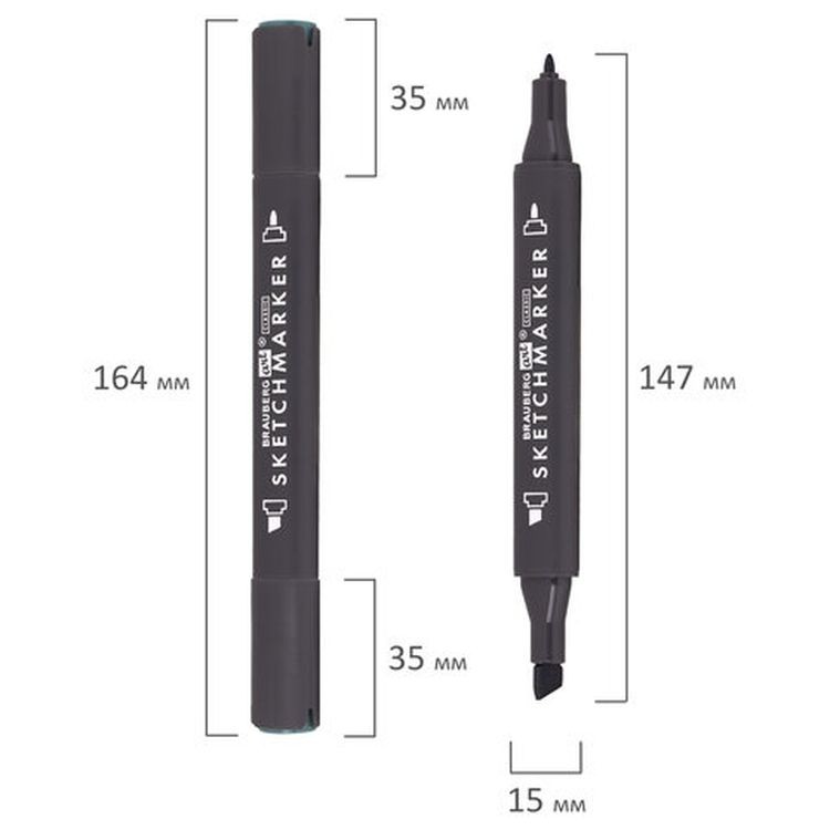 Маркер для скетчинга двусторонний 1 мм - 6 мм BRAUBERG ART CLASSIC, цвет: зеленый мох — картинка 7