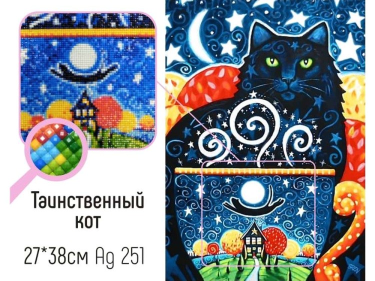 Алмазная вышивка «Таинственный кот» — картинка 2