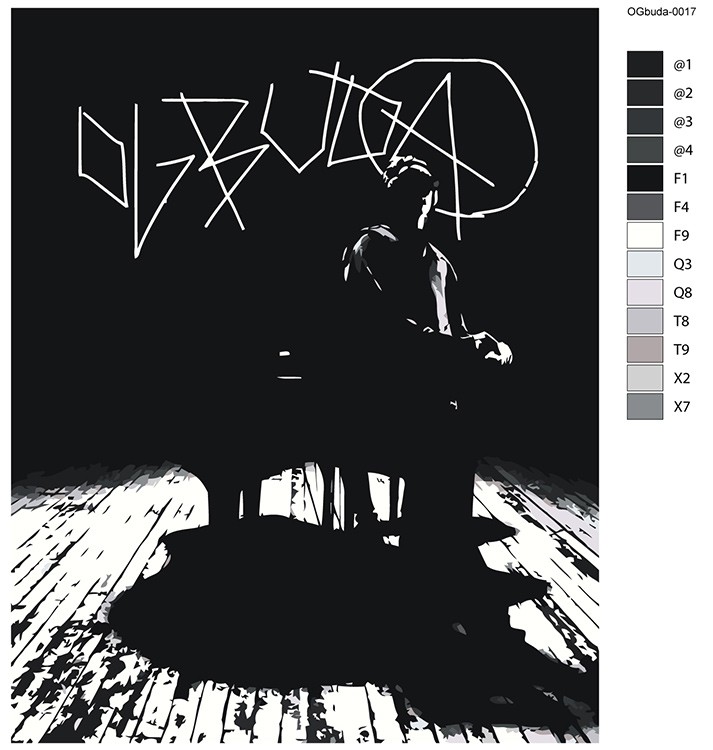 Картина по номерам «OG buda ОГ буда рэпер: чернобелая 40x50» — картинка 2