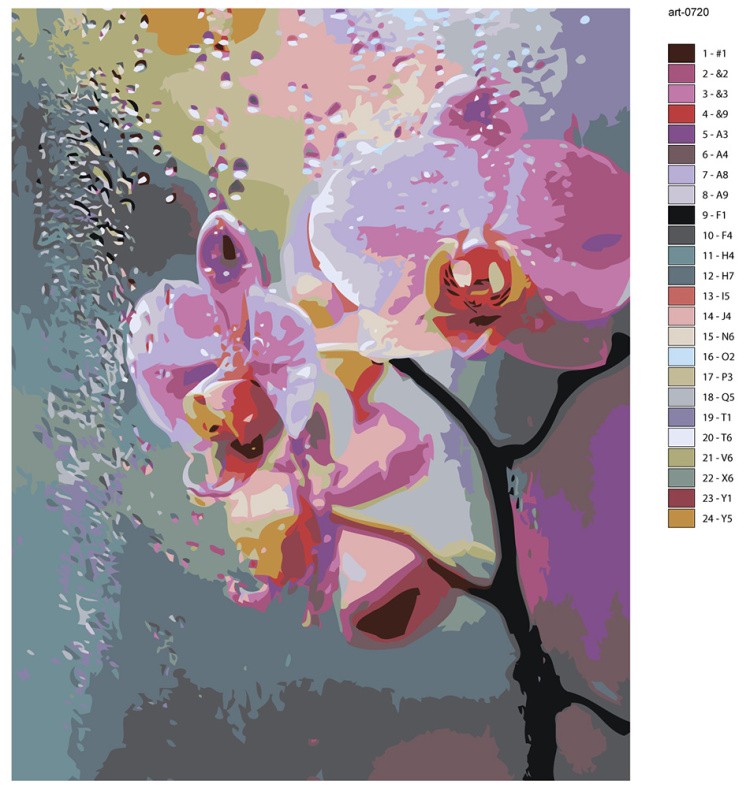 Картина по номерам Цветы розовая орхидея и капли — картинка 2