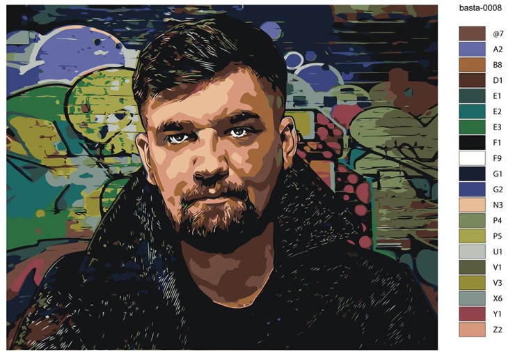 Картина по номерам «Рэпер Баста Василий Вакуленко 8» — картинка 2