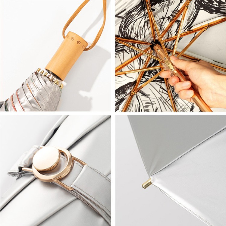 Зонт двусторонний Порхание бабочек, складной, 8 спиц, механический — картинка 3