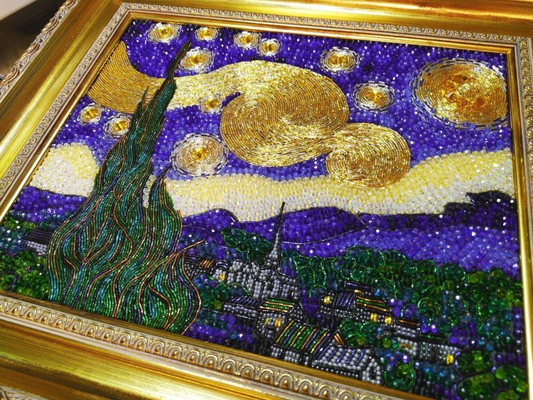 Набор вышивки хрустальными камнями «Звездная ночь Ван Гога» — картинка 11