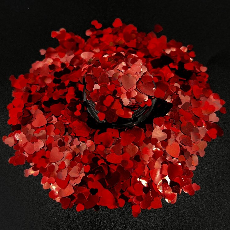 Блестки-сердечки «Лаковый красный», 25 мл