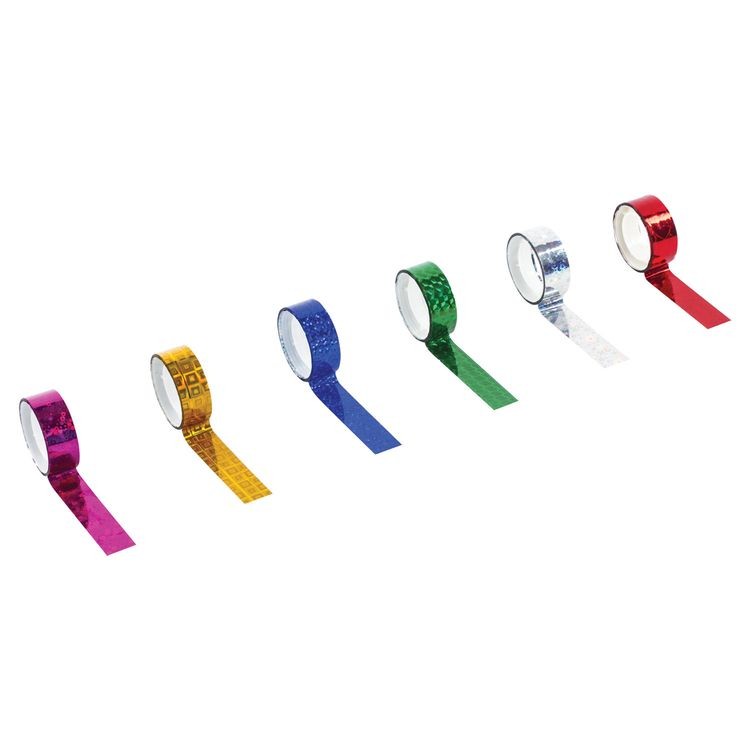 Клейкие ленты декоративные голографические, ассорти №2, 6 шт., 15 мм х 5 м — картинка 3