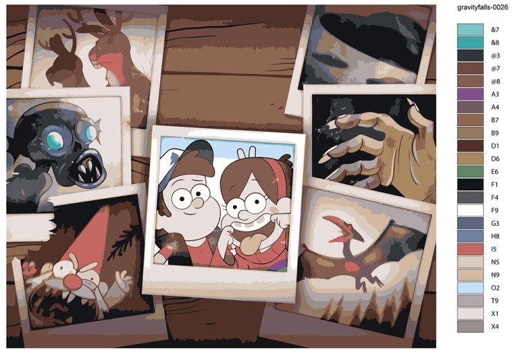 Картина по номерам «Гравити Фолз Фолс: Мейбл и Диппер на фото» — картинка 2