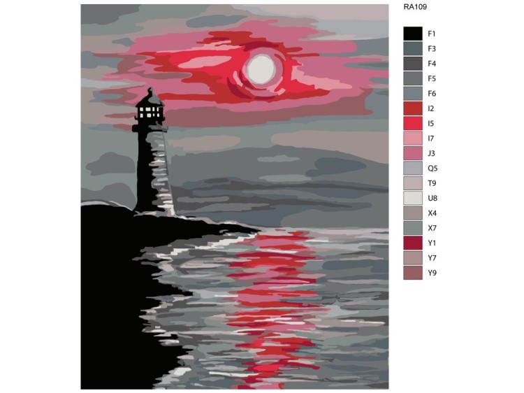 Картина по номерам «Маяк под луной» — картинка 2