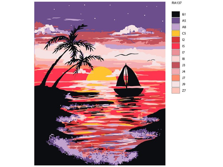 Картина по номерам «Вечер под пальмами» — картинка 2