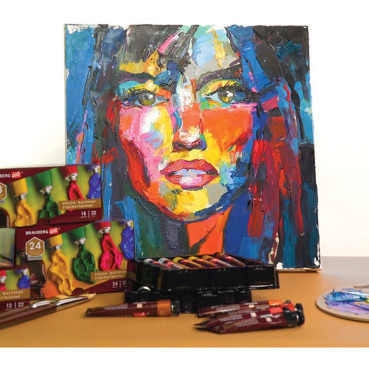 Краска масляная художественная BRAUBERG ART PREMIERE 170 мл, проф. серия, белила титановые — картинка 4