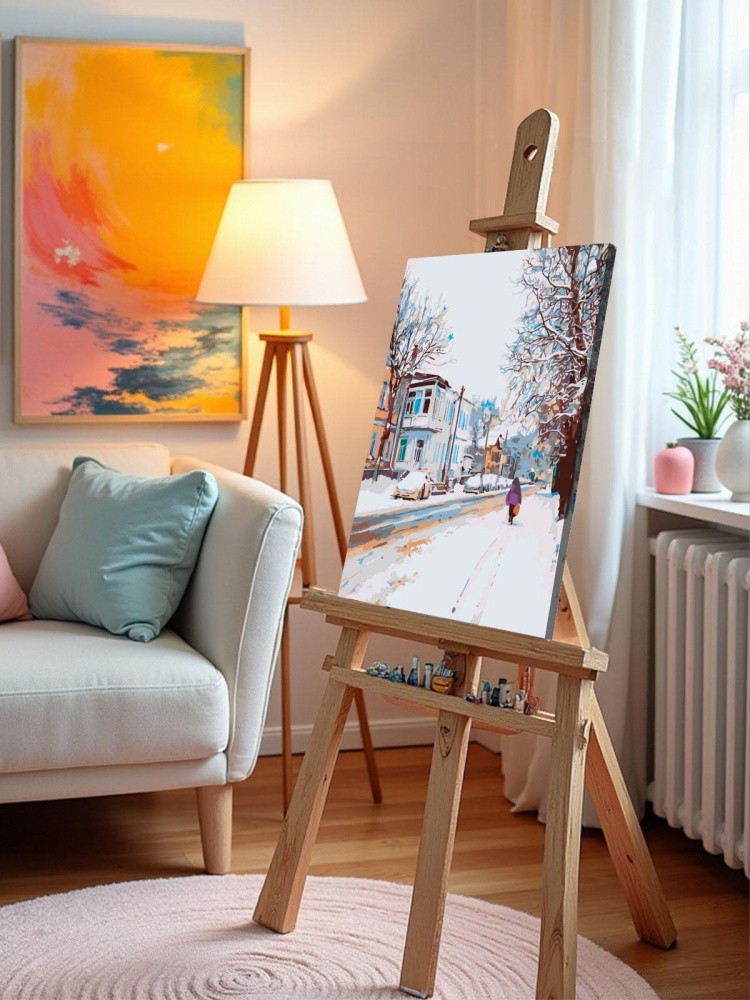 Картина по номерам Дома панельки родные зима в городе — картинка 9