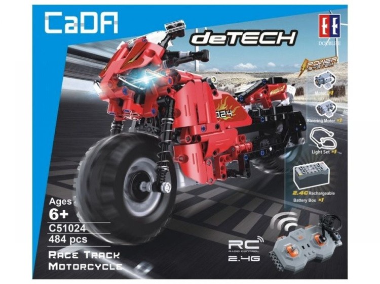 Радиоуправляемый конструктор CADA deTech гоночный мотоцикл, 484 детали — картинка 4
