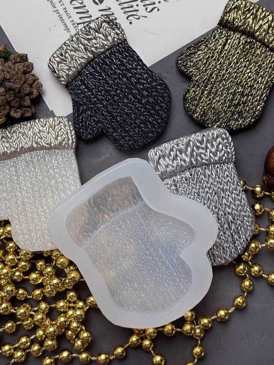 Силиконовый молд - Вязаная варежка, 8x7см, 1 шт. — картинка 3