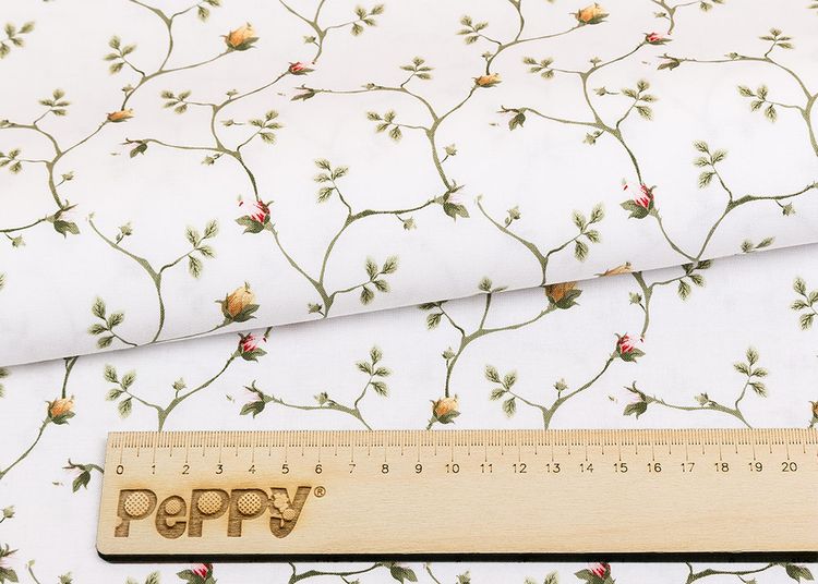 Ткань для пэчворка «ВЕРСАЛЬСКИЕ САДЫ», 50x55 см, 146 г/м2, 100% хлопок, цвет: ВС-06 белый, принт, Peppy — картинка 2
