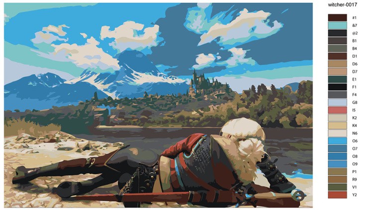 Картина по номерам «Ведьмак 3 Witcher фэнтези: Цири у реки» — картинка 2