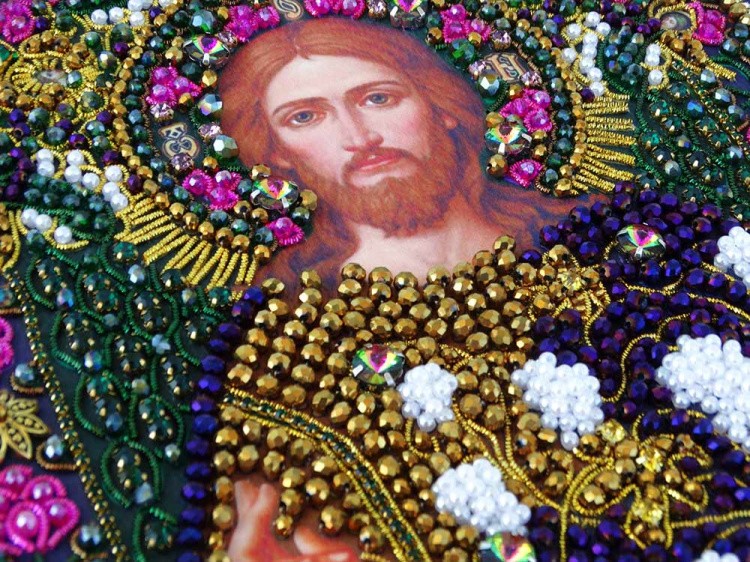 Набор для вышивания хрустальными камнями «Спас Лоза истинная» маленькая (акриловый жемчуг)  — картинка 8