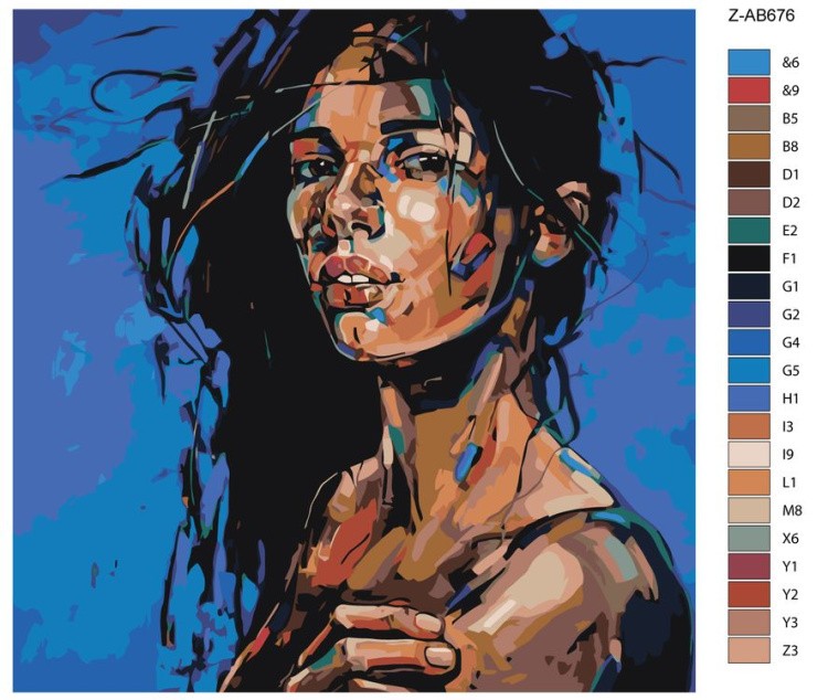 Картина по номерам «Радужная девушка с мокрыми волосами» — картинка 2