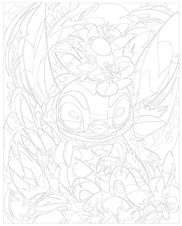 Картина по номерам «Стич в цветах» — картинка 3