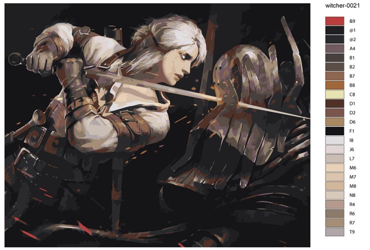 Картина по номерам «Ведьмак 3 Witcher фэнтези: Цири» — картинка 2
