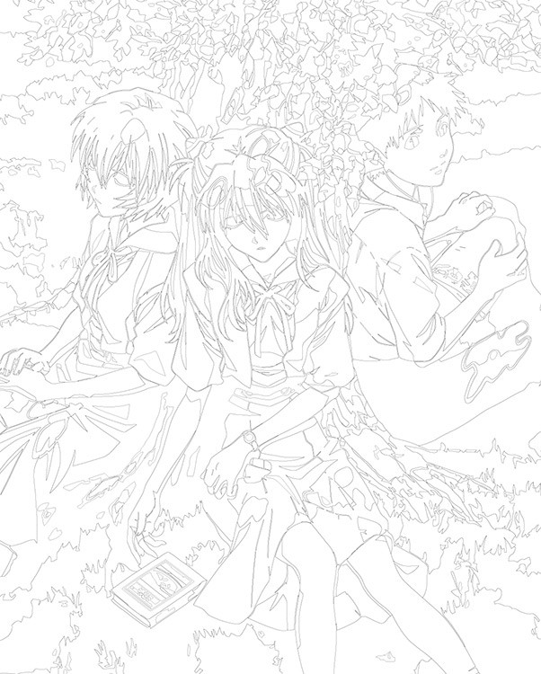 Картина по номерам «Evangelion Евангелион: Аска, Рей Аянами и Синдзи Икари» — картинка 3