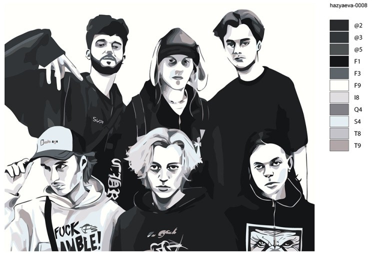 Картина по номерам «Твич стримеры Хазяева: Сквад Арт» — картинка 2