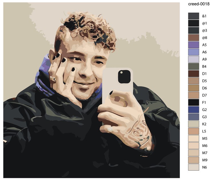 Картина по номерам «Егор Крид: портрет селфи 40x40» — картинка 2