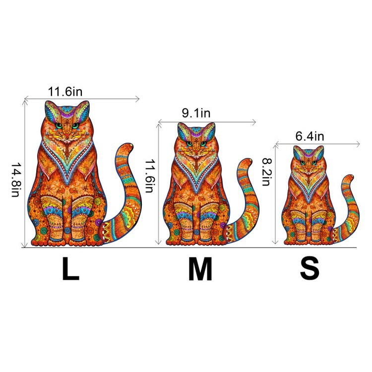 Деревянные пазлы «Сидящий Кот S», Woodbests — картинка 3