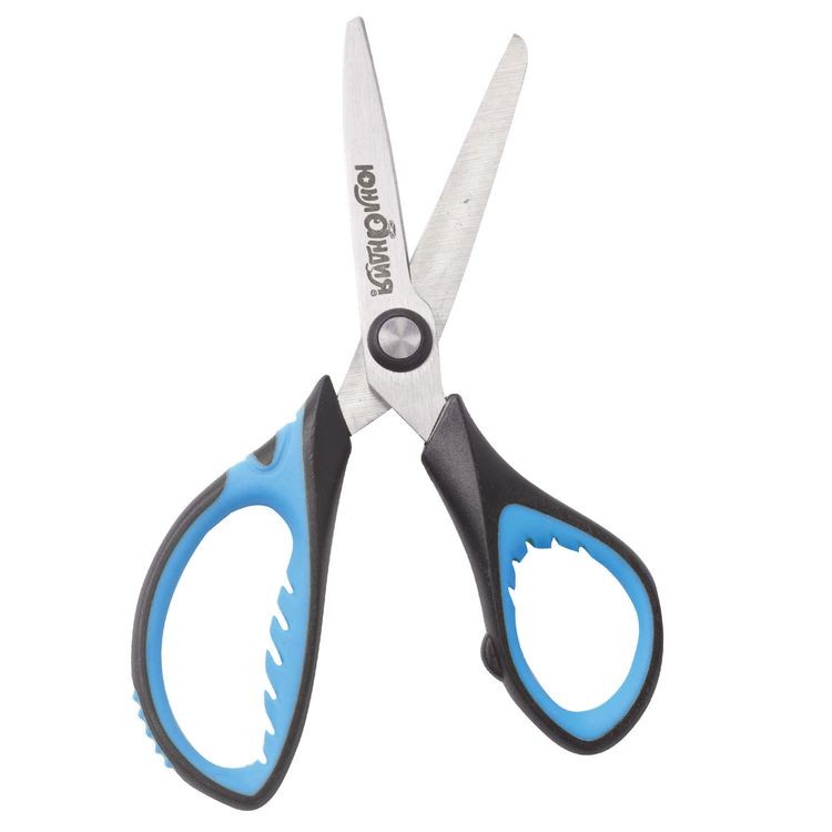 Ножницы «BASIC», 140 мм, ребристые резиновые вставки, черно-голубые, Юнландия — картинка 4
