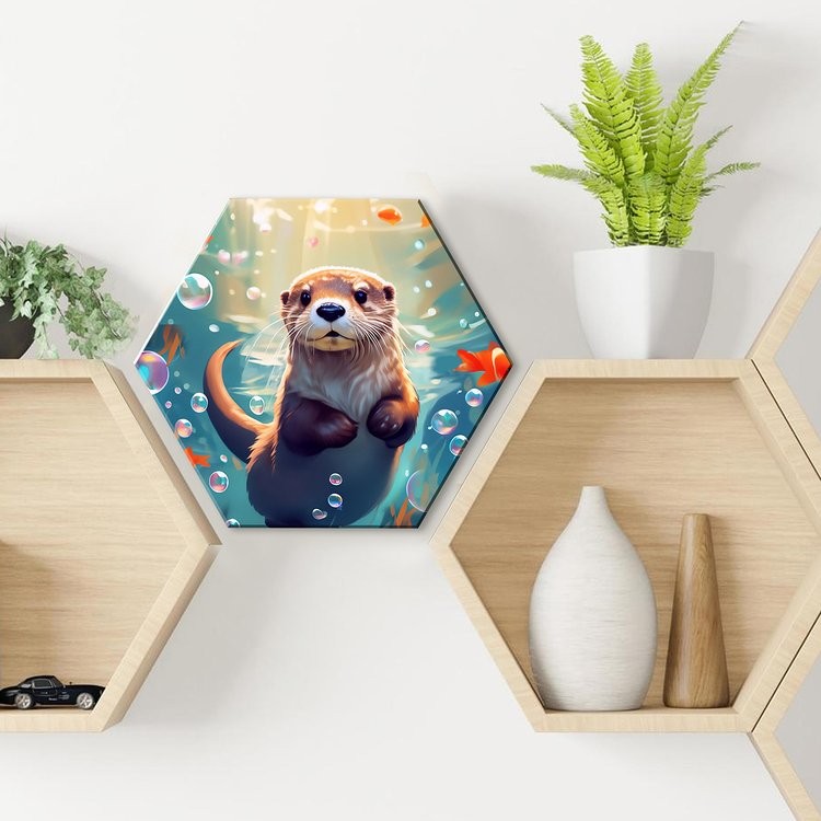 Картина по номерам с кристаллами из хрусталя Гексагон «Милая морская выдра» — картинка 2