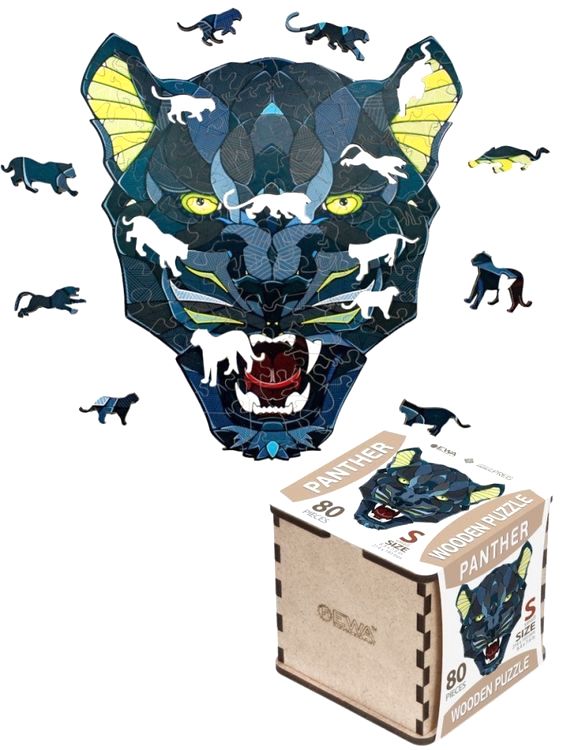 Деревянные фигурные пазлы «Черная Пантера», Eco Wood Art — картинка 2