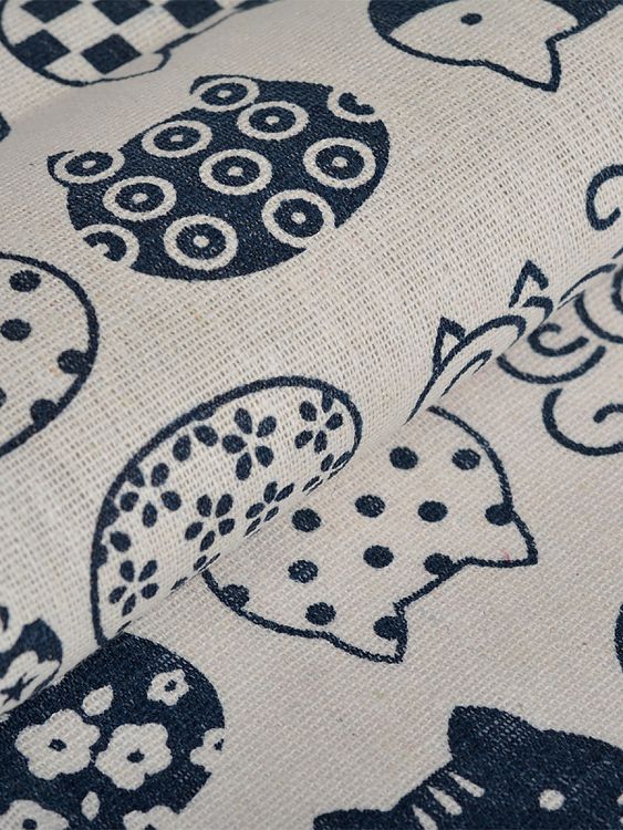 Ткань Лен, 140 г/м², 5 м x 150 см, цвет: белый, синий, животный принт, TBY — картинка 3