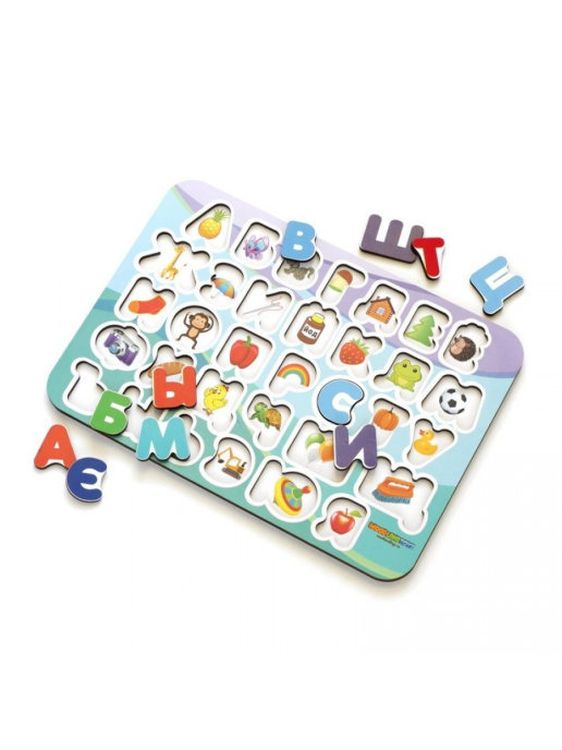 Развивающее пособие из дерева «Изучаем буквы», 2 цветных слоя — картинка 2